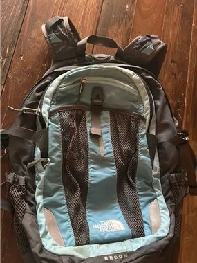 The North Face Light Blue and Gray Backpack